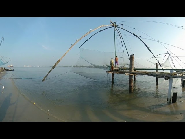 360 Walk: Chinese Fishing Nets, Fort Kochi, Kerala, India - 4 Feb 2018