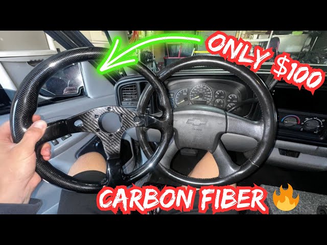 CARBON FIBER STEERING WHEEL INSTALL ON MY NBS SILVERADO!! LOOKS CRAZY!!