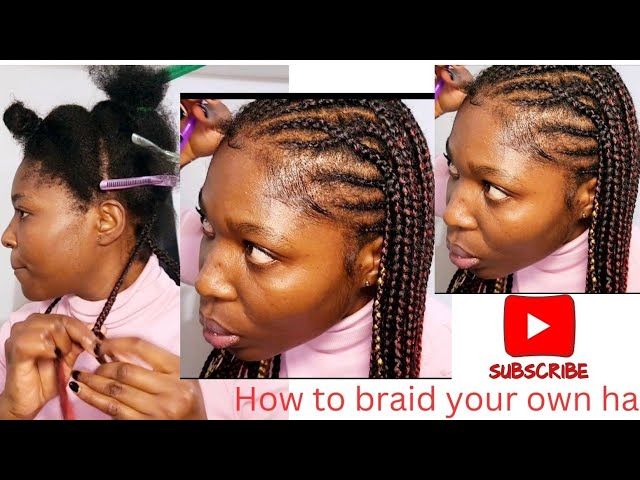 HOW TO BRAID YOUR OWN HAIR. HALF KNOTLESS BRAIDS HALF CORNROWS