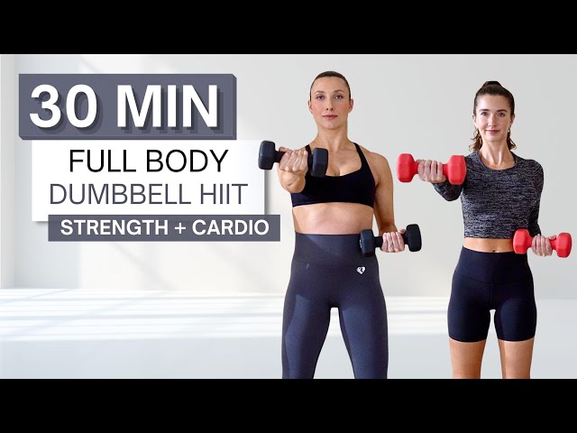 30 min DUMBBELL HIIT WORKOUT | Both High Impact + Low Impact Options | Pregnancy Friendly Options