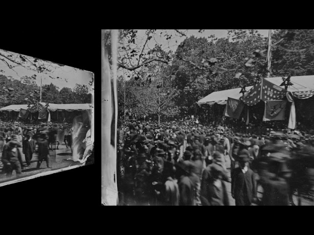 Grand Review, Presidential Stand with Flags, May 1865 (silent, still image)