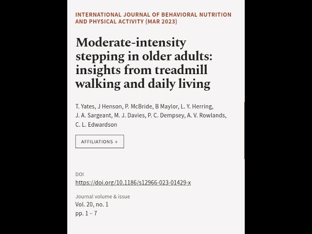 Moderate-intensity stepping in older adults: insights from treadmill walking and dail... | RTCL.TV