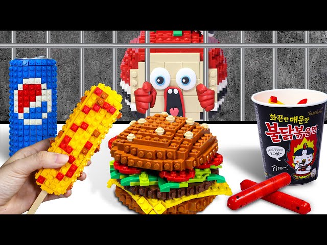 Mukbang LEGO Fast Food :  Prison Food! Eating Inmates Last Meals? - Stop Motion & ASMR Video