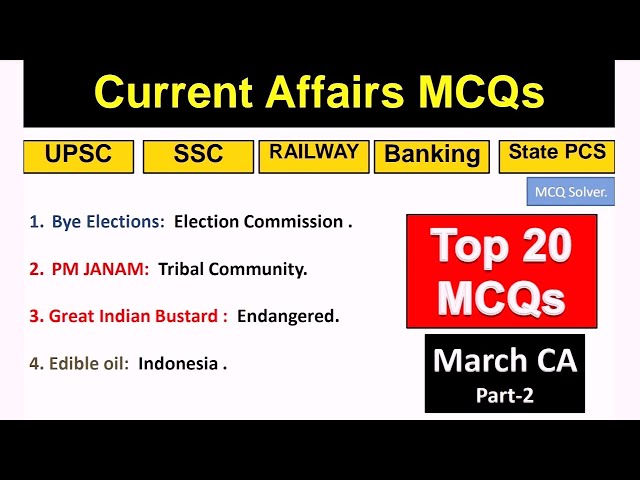 Top 20 Current Affairs MCQs | March Current Affairs 2024 | Current Affairs MCQs