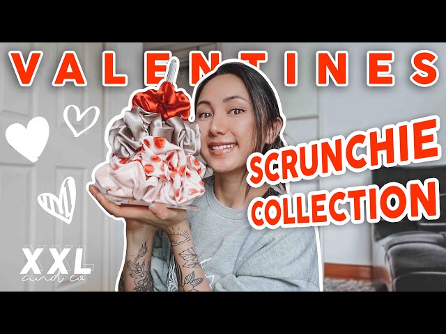 ❤️XXL SCRUNCHIE VALENTINES DAY COLLECTION: Trying Them On,  Easy Cute Hairstyles, Ways To Wear ❤️