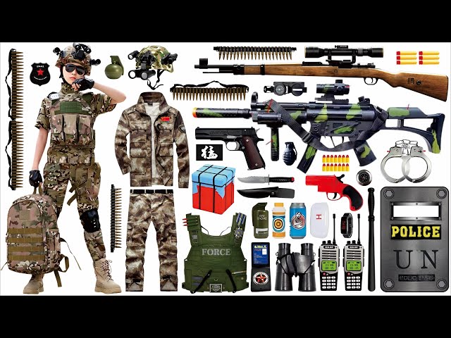 Unpacked special police weapon toy set, MP5 submachine gun, 98k sniper gun, Glock, Desert Eagle