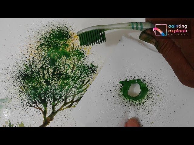 TOOTH BRUSH WATERCOLOR EFFECT FOR A TREE PAINTING – TIPS & TRICKS