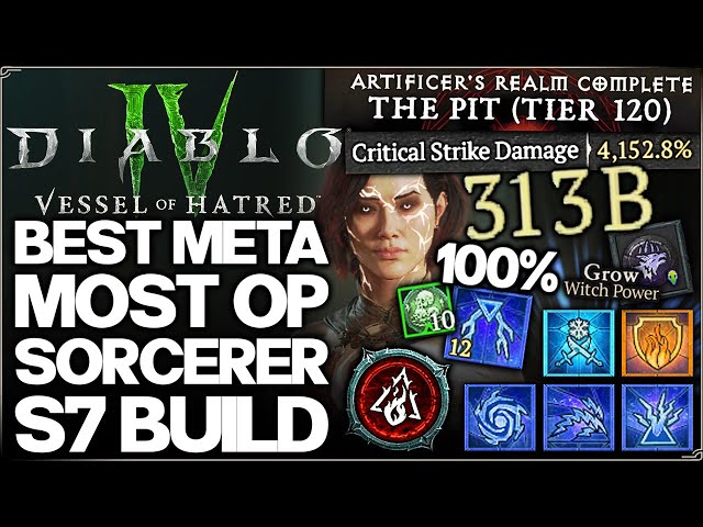 Diablo 4 - New Best Meta 200 BILLION DPS Sorcerer Build Found - S7 OP Lightning Spear Combo - Guide!