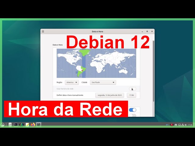 Debian 12. Como Habilitar o Horário de Internet.  Como Definir a hora automaticamente (Resolvido)