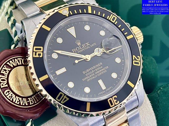 Rolex Submariner 16613 Box & Papers Oyster Perpetual Datejust Steel 18k Gold - W4442