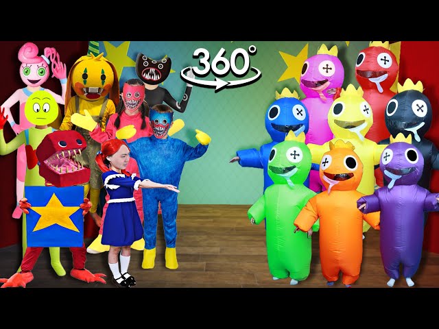 VR 360° New Rainbow Friends VS New Poppy Playtime In Real Life 🎶 Friday Night Funkin' (New Boxy Boo)