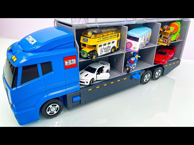 【トミカ】はたらくくるまのミニカーを開封してコンボイへ収納します☆｜unbox the Tomica miniature cars and store them in the convoy！