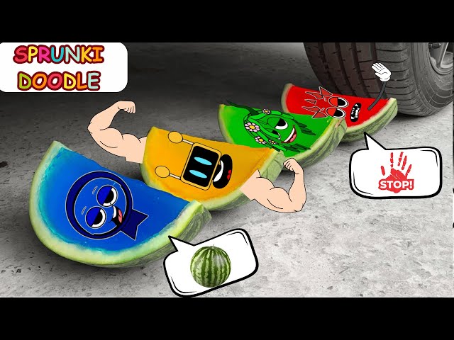 Sprunki Objects- Experiment Car vs Watermelon, Feeding bottle | Doodle Sprunki