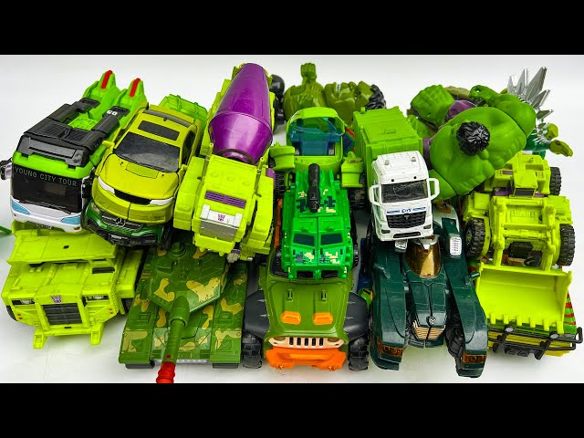 Full Green DEVASTATOR super Robot ToBot - Hulk vs Mobil Truk Tronton, Excavator, Truk Molen, Autobot