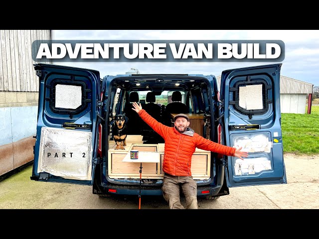 Camper Van Conversion | Home Build Adventure Van Part 2 (Oak work top, Hiking pole table)