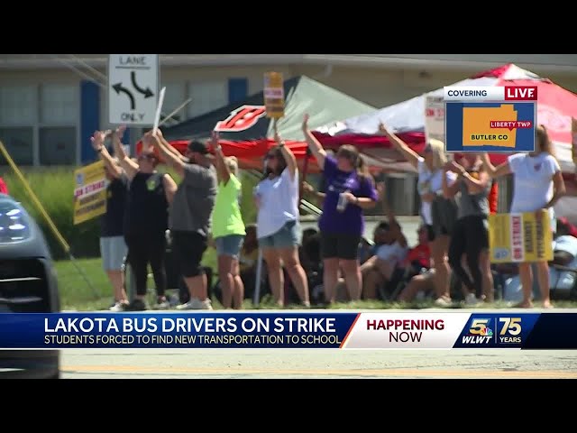 Bus drivers on picket line as strike takes effect at Lakota schools