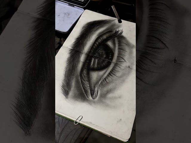 How to Draw Hyper Realistic Eyes with charcoal powder Easy way to Step by Step 🖤👀