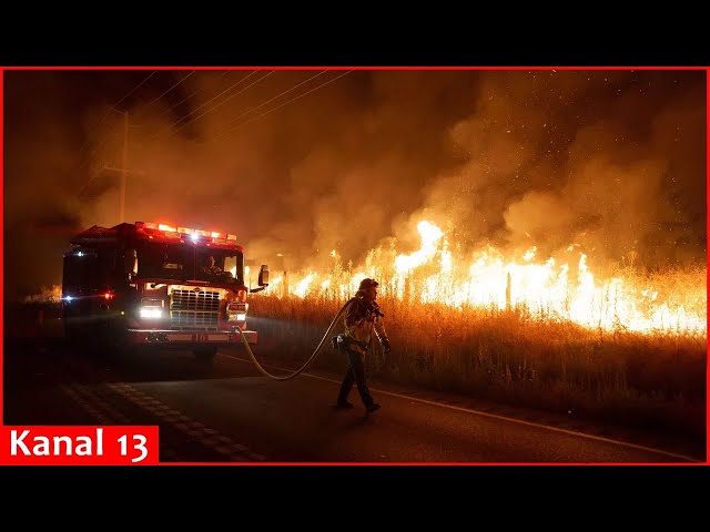 California firefighters battle blaze in Riverside County through the night