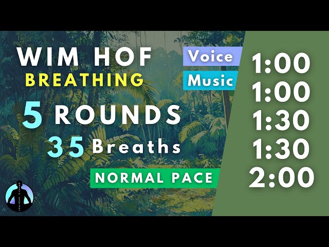 WIM HOF Guided Breathing | 35 Breaths 5 Rounds Normal Pace | Up to 2:00min