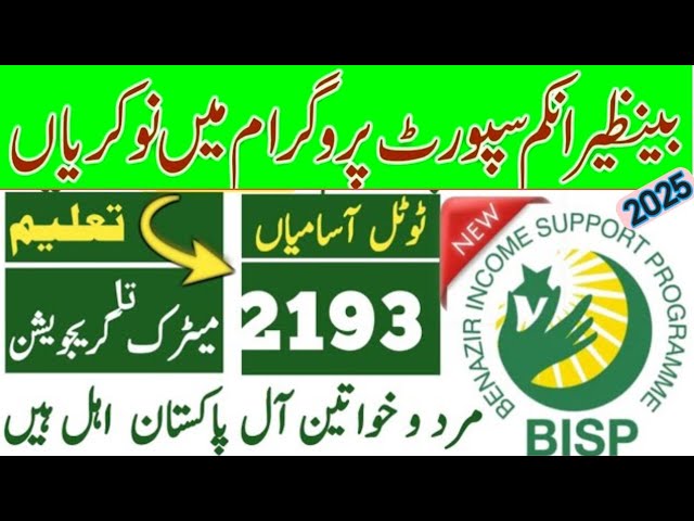 Benazeer Income Support Programme Latest Jobs 2025 | Bisp Jobs 2025 |