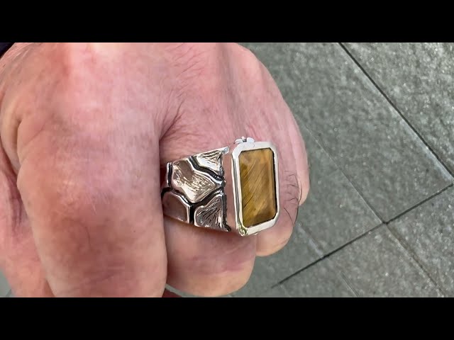 Tigers Eye Sterling Silver Mens Ring