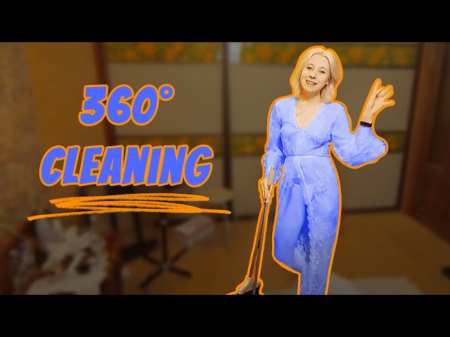 Sweep the bedroom 360VR in a white lace robe