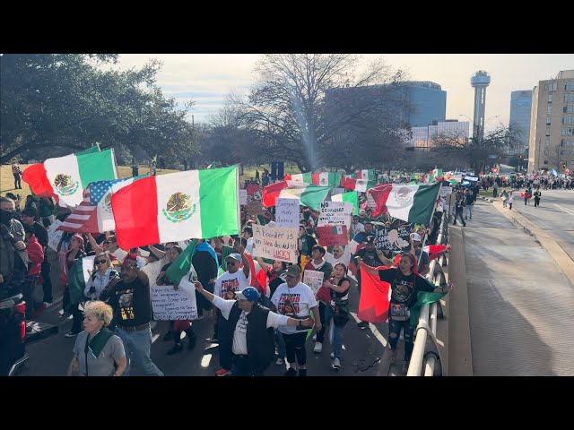 Hundreds of Pro-Migrant Protesters March in Dallas, Texas