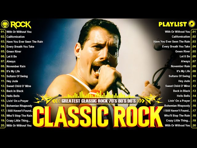 Best Classic Rock Songs Of 70s 80s 90s ⚡ Queen, Bon Jovi, ACDC, Metallica, Nirvana, Guns N Roses, U2