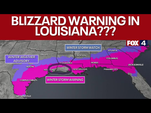 Louisiana and southeastern Texas under first-ever Blizzard Warning