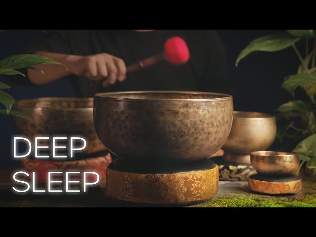 Rarest Antique Tibetan Singing Bowl with Gentle Rain | 1 Hour Sound Bath for Deep Sleep & Relaxation