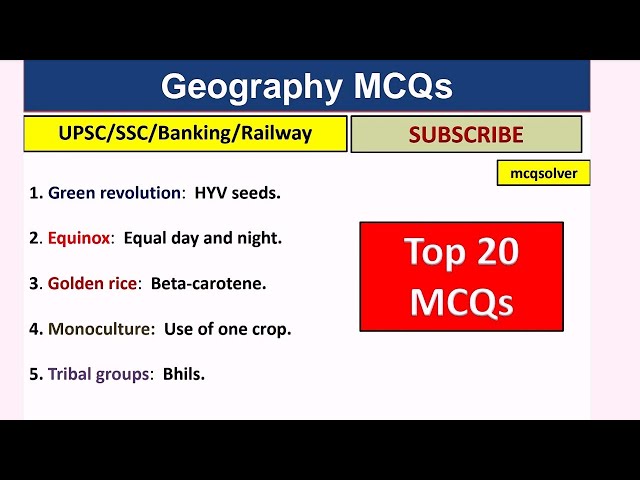 Top 20 Geography MCQs | Important Geography MCQs For Govt Exams