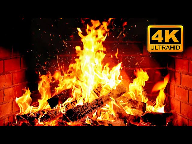 🔥 Cozy Fireplace 4K (12 HOURS). Fireplace with Crackling Fire Sounds. Fireplace Ambience