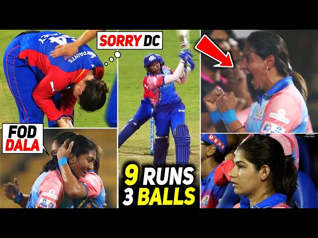 Last Over Thriller!😱Sajeevan Sajana Last Ball Six Helps MI Beat DC in WPL 2024 Highlights