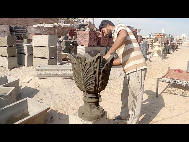 Amazing Art of Making a Beautiful Cement Flower Pot