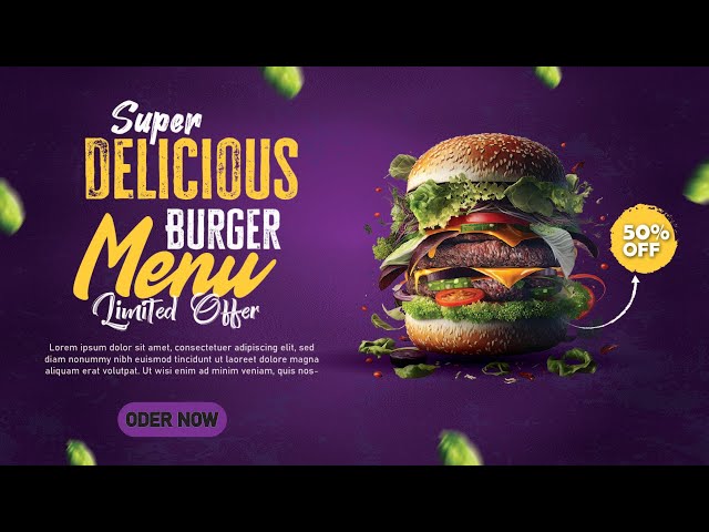 illustrator Tutorial | graphic design | Food Menu | Social Media web banner design