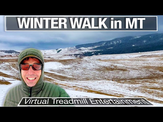 4K Montana Winter Walk - Old Swingly Road Virtual Treadmill Tour - 4k City Walks