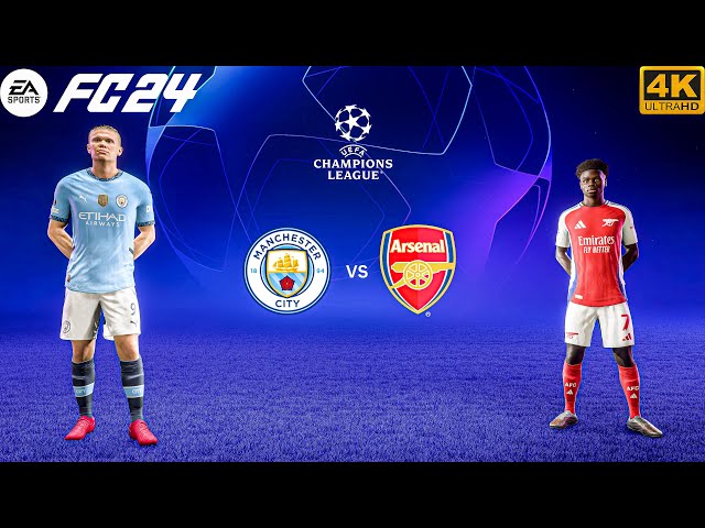 FC 24 - Manchester City Vs Arsenal - Ft. Haaland,Merino | UEFA UCL 24/25 Full Match| 4K HDR