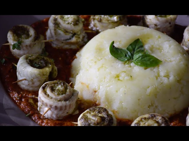 Roulades de Filet de sole farcies sauce Pesto aux Noix/ ملفوف السمك بصلصة البيستو و الجوز أو الكركاع