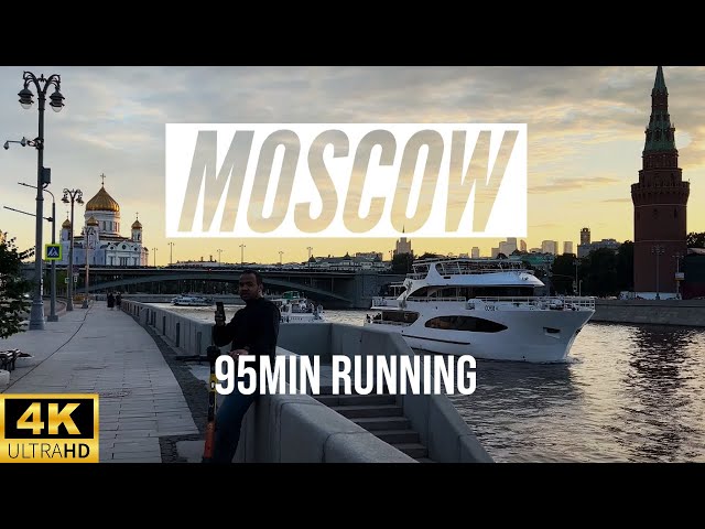 Running Video for treadmill workout, Virtual Run : 4K Moscow City Center Long 1.5 hour Run 2023