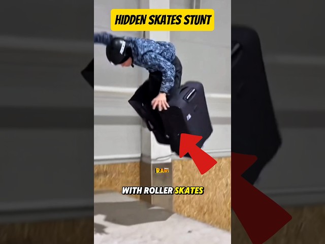 Impossible! He Jumps with a Suitcase #shortvideo #stunt #short #viralvideo #rollerskating