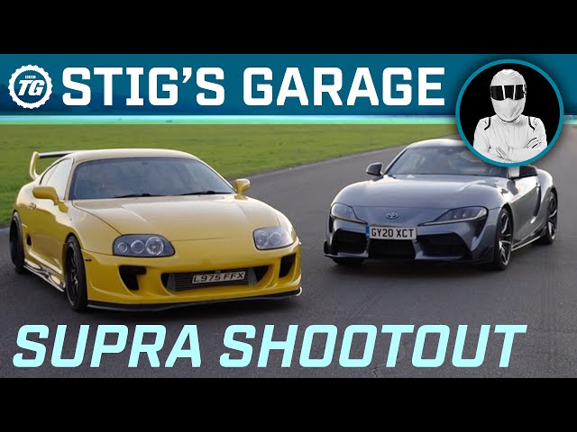 SUPRA SHOOTOUT: A80 vs A90 On The Top Gear Test Track | Stig's Garage ft. Becky Evans