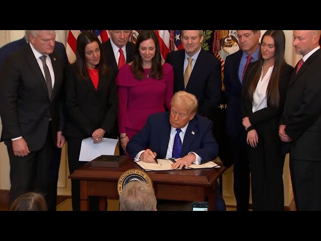 Trump signs Laken Riley Act into law in front her emotional family members