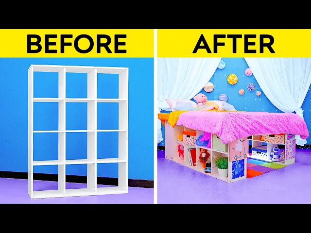 CUTE ROOM MAKEOVER FOR KIDS || Secret Room Under the Bed! Cool DIY Ideas and Tricks by 123 GO!