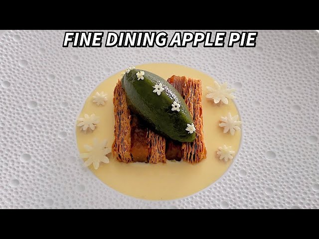 MICHELIN STAR Apple Pie with Apple Sorbet, Vanilla Sauce & Cinnamon Cream - Fine Dining Dessert