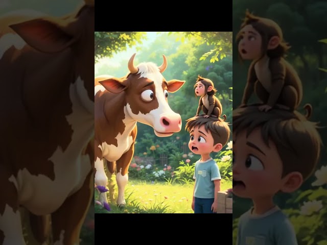 COW SAVES LIFE OF boy😨🙂#trending #animation #story #interesting #viralshorts