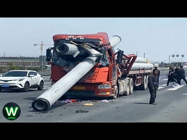 Tragic! Ultimate Near Miss Video Of Biggest Truck Crashes Filmed Seconds Before Disaster