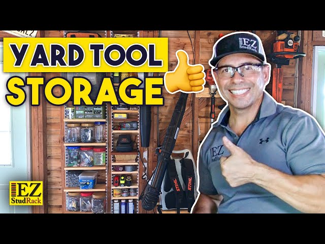 Wall Storage for Yard Tools | Garden Tool Wall | Simple Yard Tool Storage | Between Stud Storage