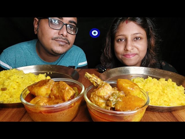 Eating Show - Basanti Pulao, Spicy🔥Chicken Curry | Mukbang | Big Bites | 🧿Poulamieatingshow