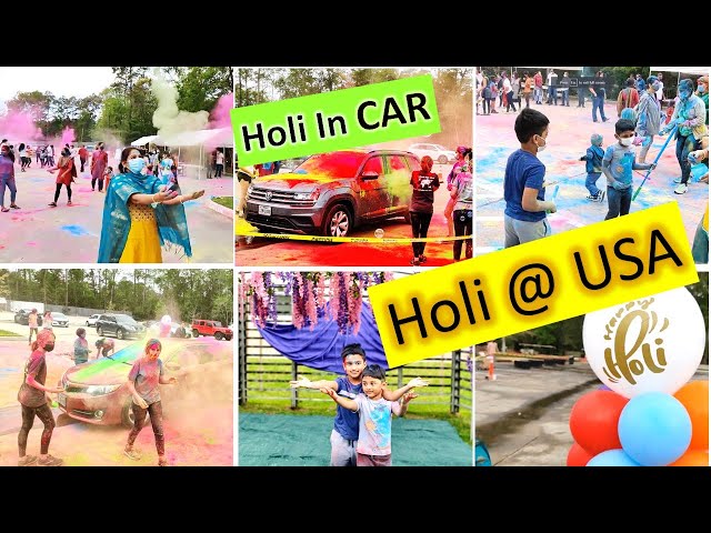 Holi celebration in USA|Drive Thru Holi|Telugu Vlogs from USA |America lo Holi|#ugadi #hometour