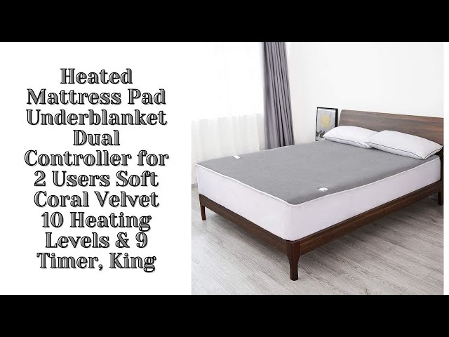 Heated Mattress Pad Underblanket Dual Controller for 2 Users Soft Coral Velvet 10 Heating Levels & 9